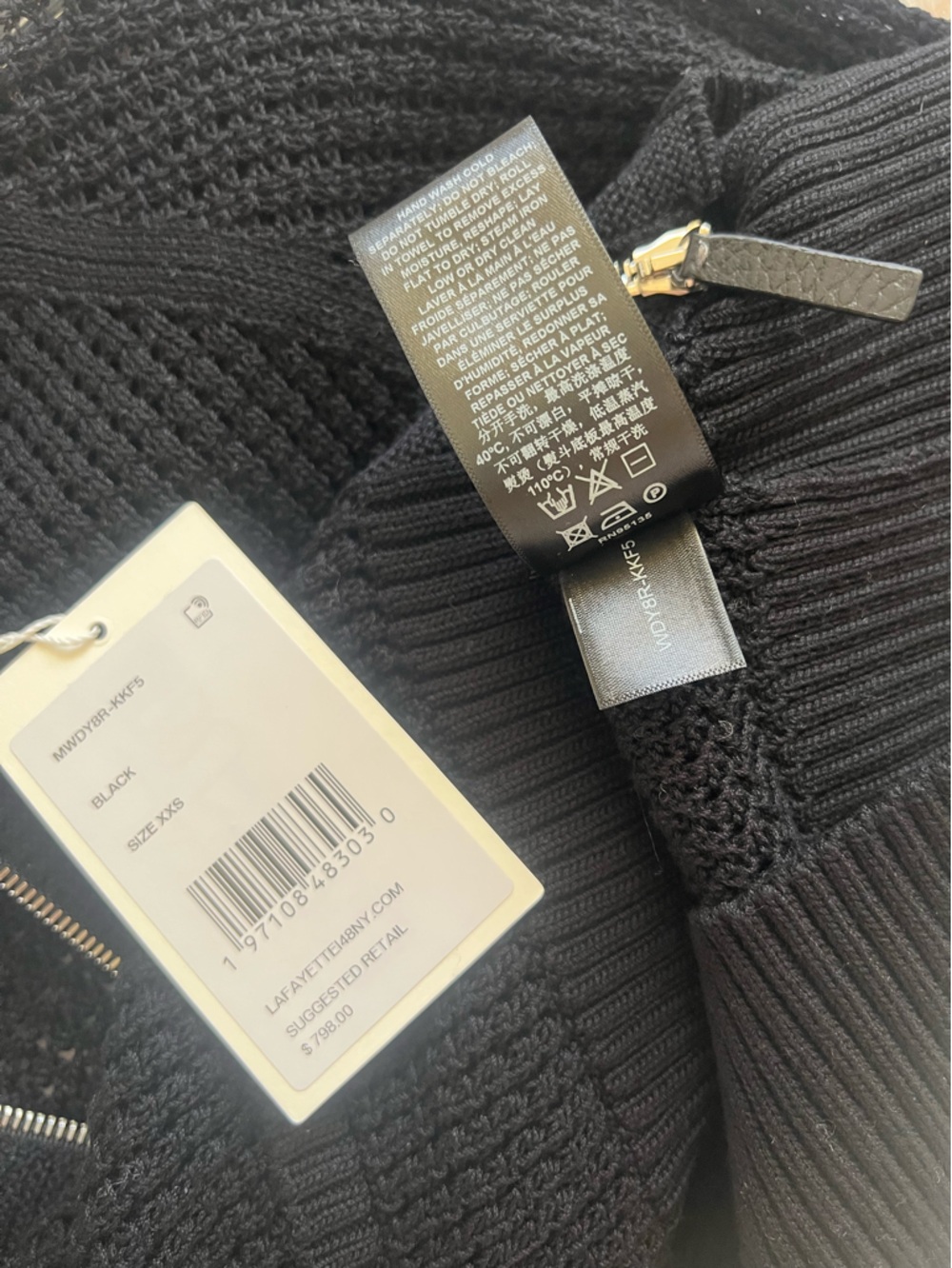 NWT $798 Lafayette 148 New York Black Zip Knit Cardigan 100% cotton Size XXS - Picture 8 of 12